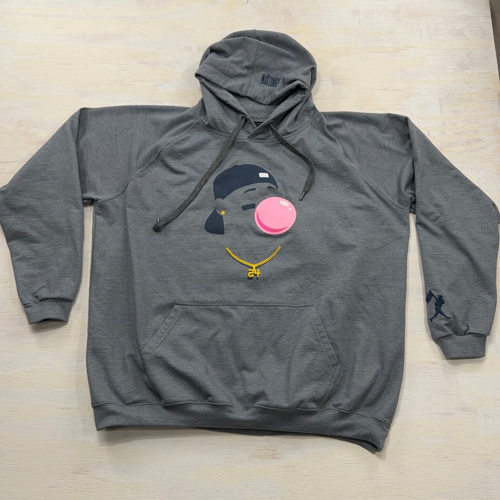 Baseballism Hoodie Ken Griffey Jr Collab Bubblegum Graphic Gray Mens XL